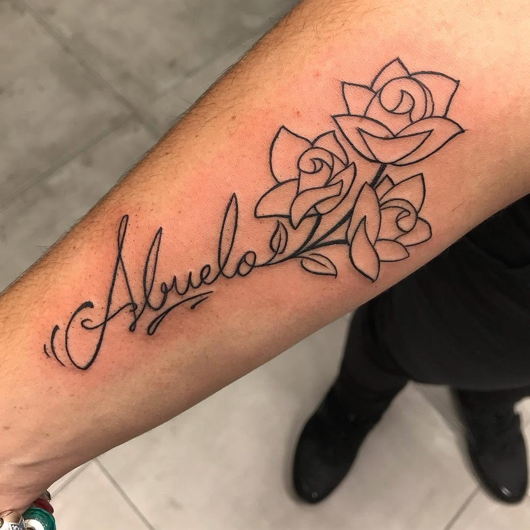 Abuelo. Rosas. Little tattoo martink_tattoo grandfather grandpa lettering ed tatlittletattooblacktattoo ideas rosetattoorosasabuelosdoshermanas doshermanastattoo
