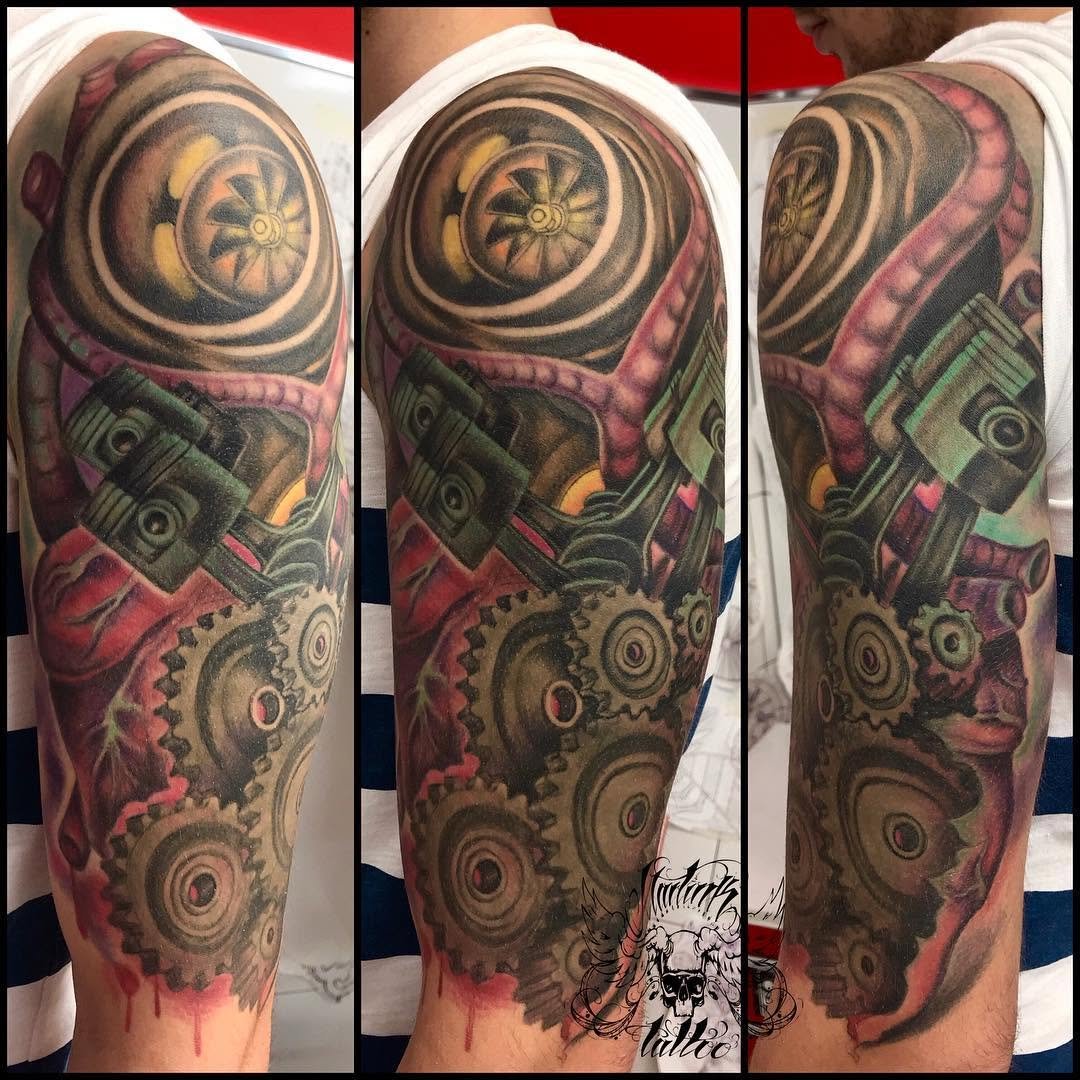 Biomecanica. biomechanicaltattoo v6enginemotorturbocarwrctatscolortattoohealedhealedsleevetattoo doshermanas doshermanastattoomairenadelalcor montequintomontequintotattoo
