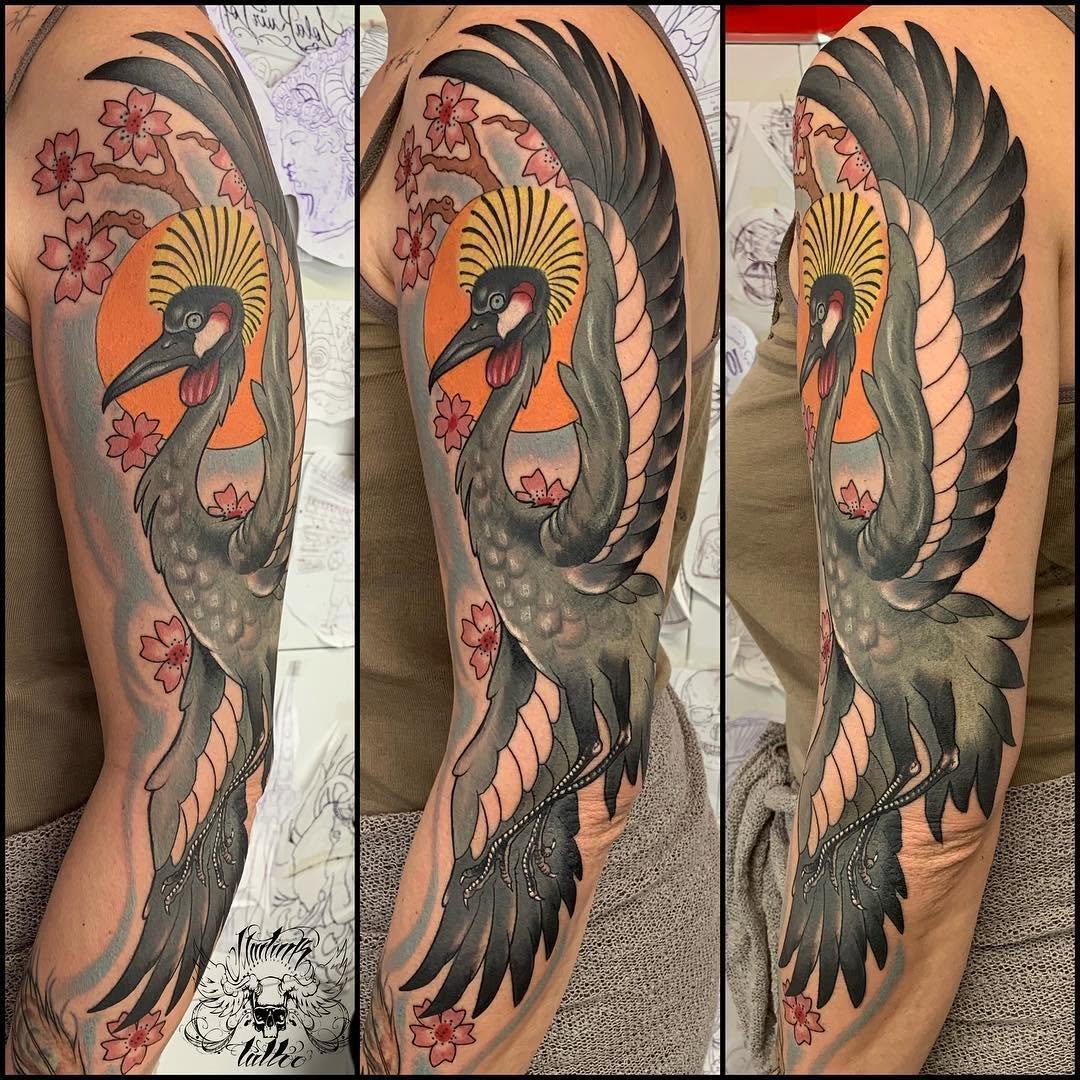 Grulla a color neotraditionaltattoo cranecranetattoocolorinthemeatistedinstatattoo picoftheday coolbirddoshermanas doshermanastattoosevillasevillatattoo