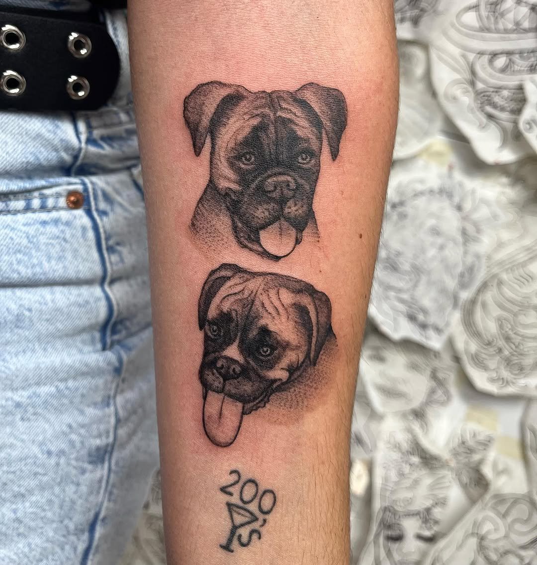 Tatuaje profesional en estudio MartinK Tattoo de retratos de perros