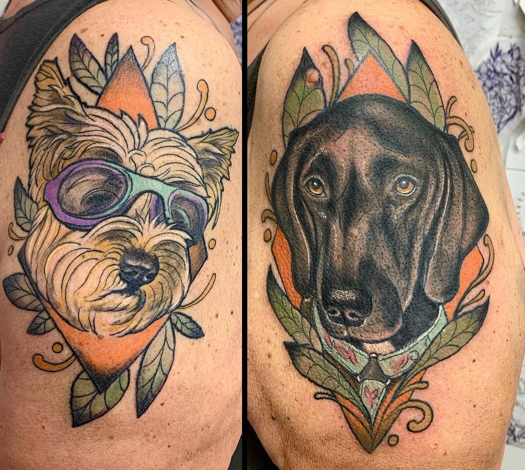 Tatuaje profesional en estudio MartinK Tattoo retrato de unos perros