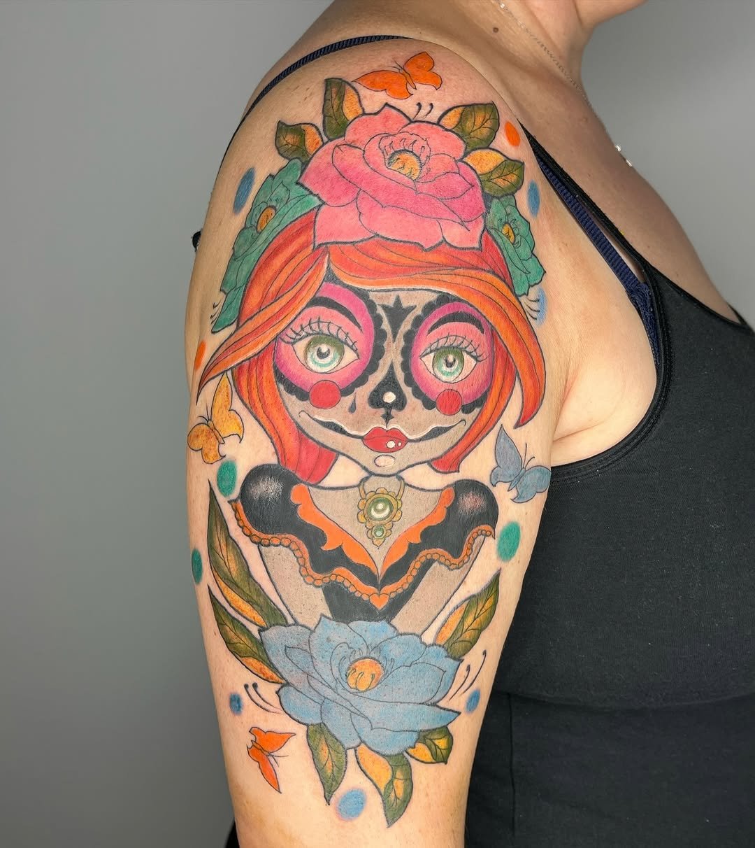 Tatuaje profesional en estudio MartinK Tattoo de Catrina